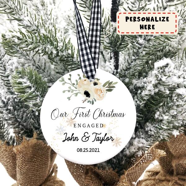 Personalized Wedding Our First Christmas Ornament, Gift For Couple