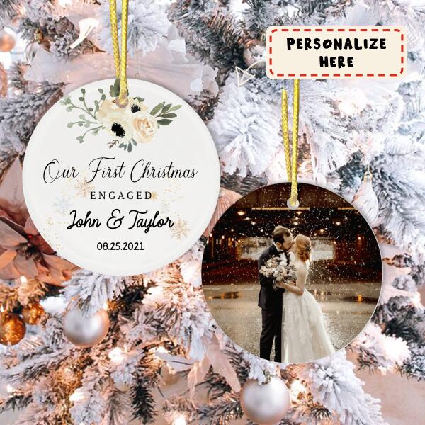 Personalized Wedding Our First Christmas Ornament, Gift For Couple