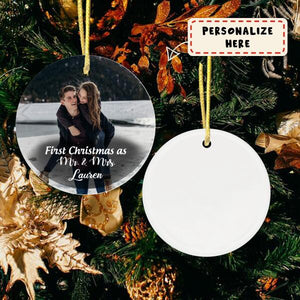 Personalized Couple Gift Ornament, First Christmas As Mr and Mrs Ceramic Ornament, Couple Gift, Gift For Her , Gift For Him