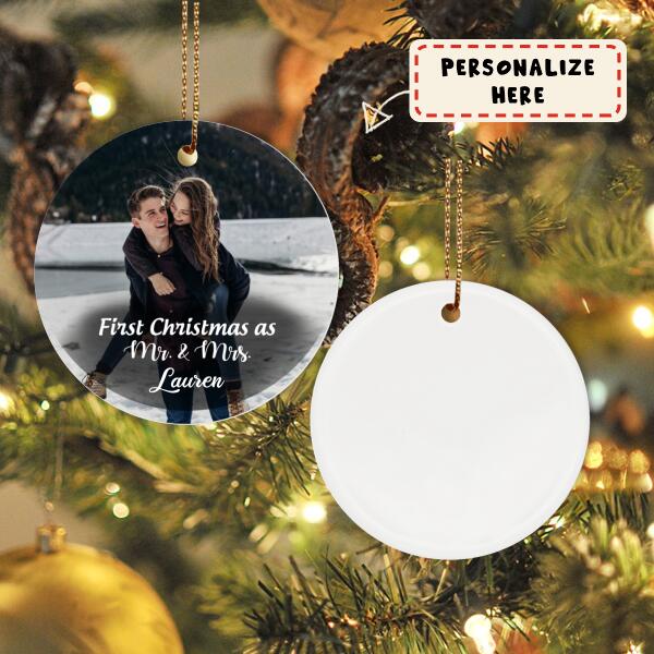 Personalized Couple Gift Ornament, First Christmas As Mr and Mrs Ceramic Ornament, Couple Gift, Gift For Her , Gift For Him