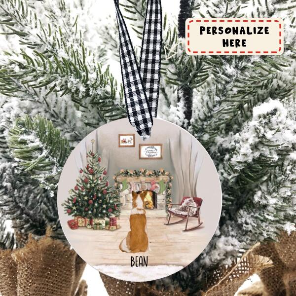 Personalized Dogs With Housewarming Christmas Ceramic Ornament, Custom Up To 3 Dogs