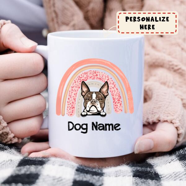 Personalized Rainbow Dog Premium Coffee Mug, Dog Mom Mug, Dog Mom Gift, Gift For Dog Lovers