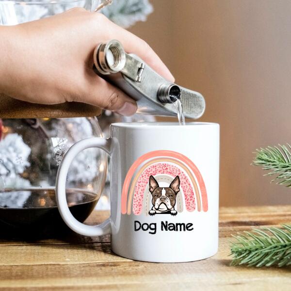 Personalized Rainbow Dog Premium Coffee Mug, Dog Mom Mug, Dog Mom Gift, Gift For Dog Lovers