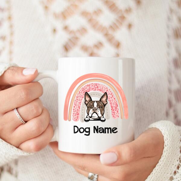 Personalized Rainbow Dog Premium Coffee Mug, Dog Mom Mug, Dog Mom Gift, Gift For Dog Lovers