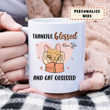 Personalized Girl Cat Obsessed Fall Thanksgiving Premium Coffee Mug, Gift For Cat Lovers