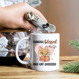 Personalized Girl Cat Obsessed Fall Thanksgiving Premium Coffee Mug, Gift For Cat Lovers