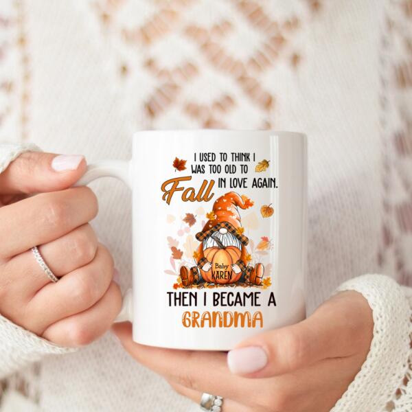Personalized Fall Grandma And Baby Gnome Premium Coffee Mug, Gift For Grandma, Grandpa