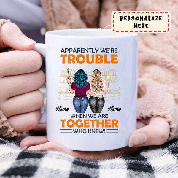 Personalized Fall Bestie Friend Trouble Together Premium Coffee Mug, Sister Gift
