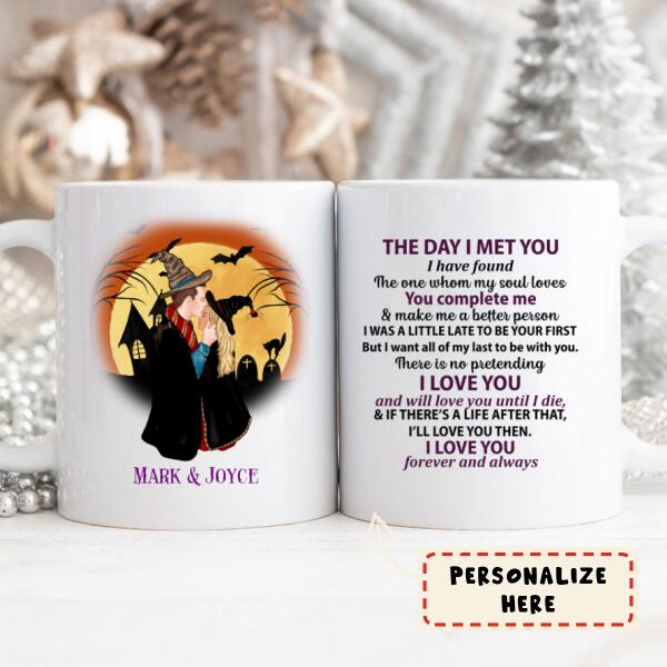 Personalized Couple Love Story Halloween Premium Mug, Gift For Her, Gift For Him The Day I Met You