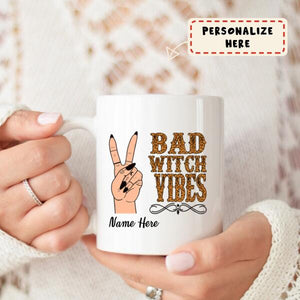 Personalized Halloween Premium Mug, Custom Bad Witch Vibe Halloween Gift, Gift For Her