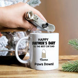 Happy Father's Day Cat Dad Paws Down Personalized Cat Dad Coffee Mug