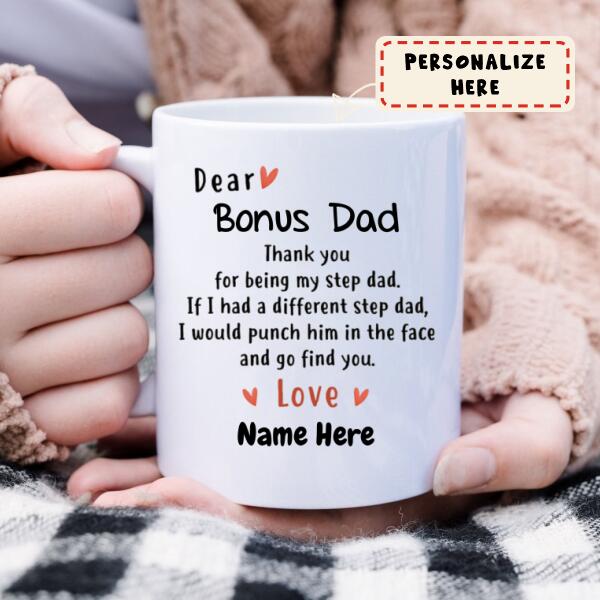 Dear Bonus Dad Personalized Mug, Thank you Step Dad, Father's Day gift