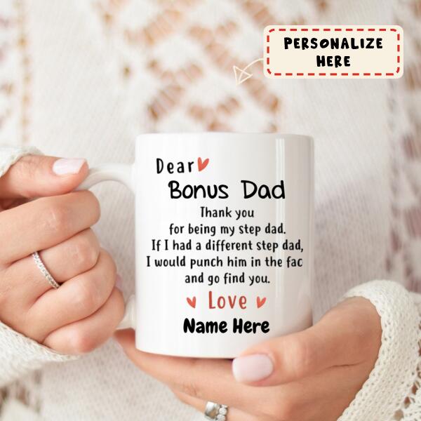 Dear Bonus Dad Personalized Mug, Thank you Step Dad, Father's Day gift