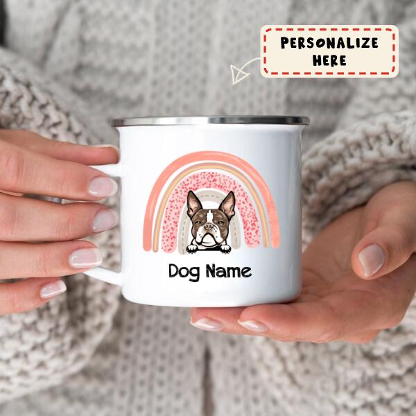 Personalized Rainbow Dog Premium Campfire Mug, Dog Mom Mug, Gift For Dog Lovers