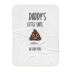 Funny Gift For Dad, Birthday Christmas Gift For Dad, Father Gift, Personalized Dad's Little Shits With Kids Name Fleece/Sherpa Blanket