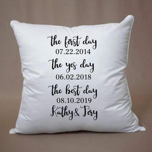 First Day, Yes Day, Best Day Pillow , Personalized Wedding Gifts for Couple, Gift for Husband, Anniversary Gifts for Men, Wedding Gifts, Wedding Pillow