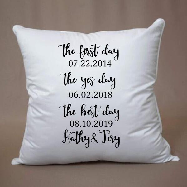 First Day, Yes Day, Best Day Pillow , Personalized Wedding Gifts for Couple, Gift for Husband, Anniversary Gifts for Men, Wedding Gifts, Wedding Pillow