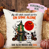 Personalized Dog Witch Halloween Premium Pillow, Gift For Dog Lovers, Halloween Gift, Gift For Mom, Gift For Her