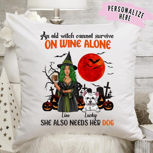 Personalized Dog Witch Halloween Premium Pillow, Gift For Dog Lovers, Halloween Gift, Gift For Mom, Gift For Her