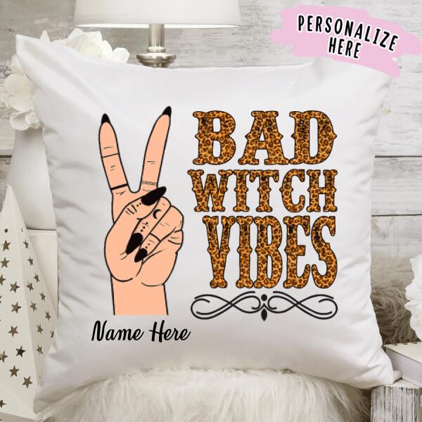 Personalized Halloween Premium Pillow, Custom Bad Witch Vibe Halloween Gift, Gift For Her