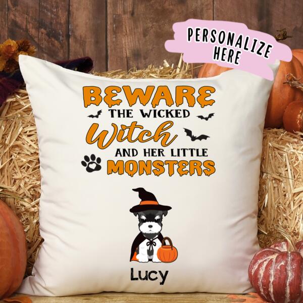 Personalized Dog Witch Halloween Premium Pillow, Gift For Dog Lovers, Halloween Gift, Gift For Mom, Gift For Her