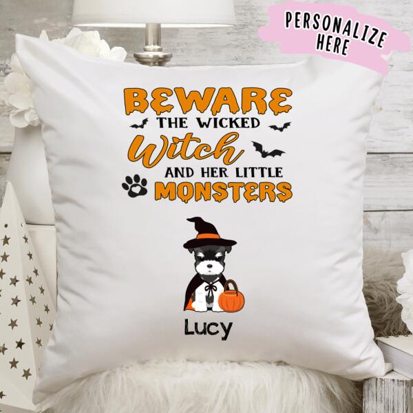 Personalized Dog Witch Halloween Premium Pillow, Gift For Dog Lovers, Halloween Gift, Gift For Mom, Gift For Her