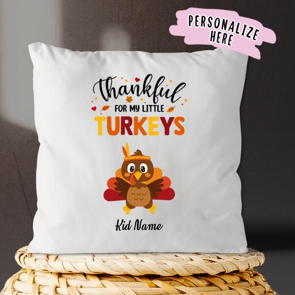 Personalized Turkey Halloween Premium Pillow, Mom Grandma Turkey Kid Custom, Halloween Gift Party, Gift For Mom For Her