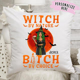 Personalized Halloween Witch Premium Pillow, Witch By Nature, B*tch By Choice Halloween Girls, Gift For her