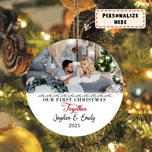 Personalized Couple Gift Ornament, Our First Christmas Together Ornament, Custom Photo Ornament, Gift For Her, Gift For Him