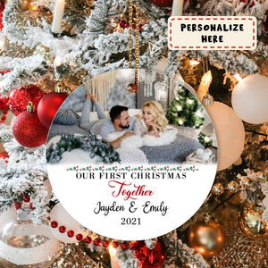 Personalized Couple Gift Ornament, Our First Christmas Together Ornament, Custom Photo Ornament, Gift For Her, Gift For Him