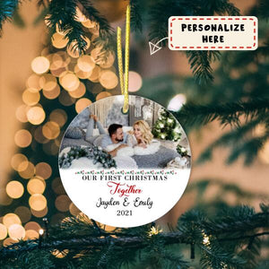 Personalized Couple Gift Ornament, Our First Christmas Together Ornament, Custom Photo Ornament, Gift For Her, Gift For Him