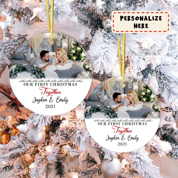 Personalized Couple Gift Ornament, Our First Christmas Together Ornament, Custom Photo Ornament, Gift For Her, Gift For Him