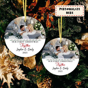 Personalized Couple Gift Ornament, Our First Christmas Together Ornament, Custom Photo Ornament, Gift For Her, Gift For Him