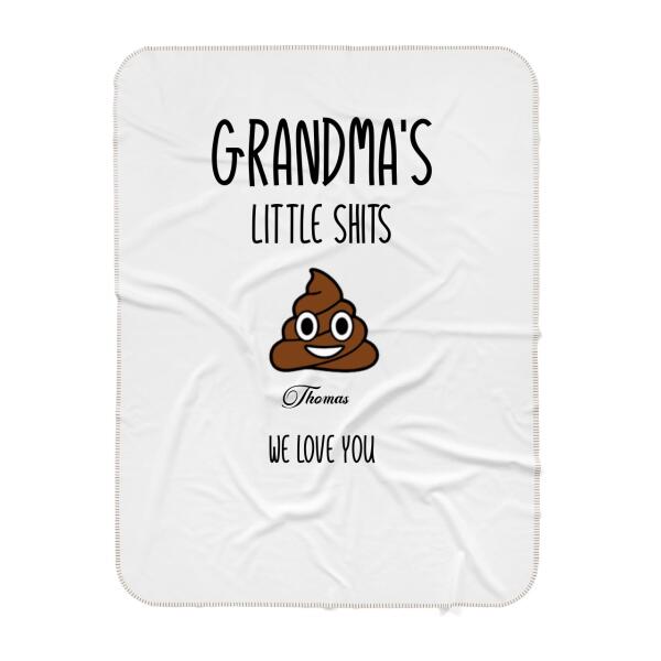 Funny Gift For Grandma, Birthday Christmas Gift For Grandma, Grandmother Gift, Personalized Grandma's Little Shits With Kids Name Fleece/Sherpa Blanket