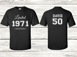 Personalized 1971 Limited Edition 50th Birthday Party Shirt, Birthday Gift , 50 Years Old Shirt, Limited Edition 50 Year Old, 50th Birthday Party Tee Shirt