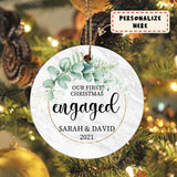 Just Engaged Christmas Ornament, Our First Christmas Engaged Ornament, Personalized Engagement Gift, Custom Wedding Ornament