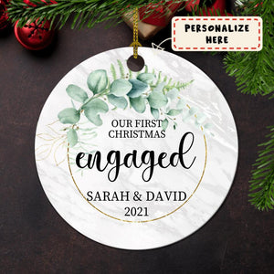 Just Engaged Christmas Ornament, Our First Christmas Engaged Ornament, Personalized Engagement Gift, Custom Wedding Ornament
