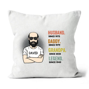 Personalized Dad Grandpa Linen Pillow, Father's Day Linen Pillow, Gift For Dad Grandpa Linen Pillow
