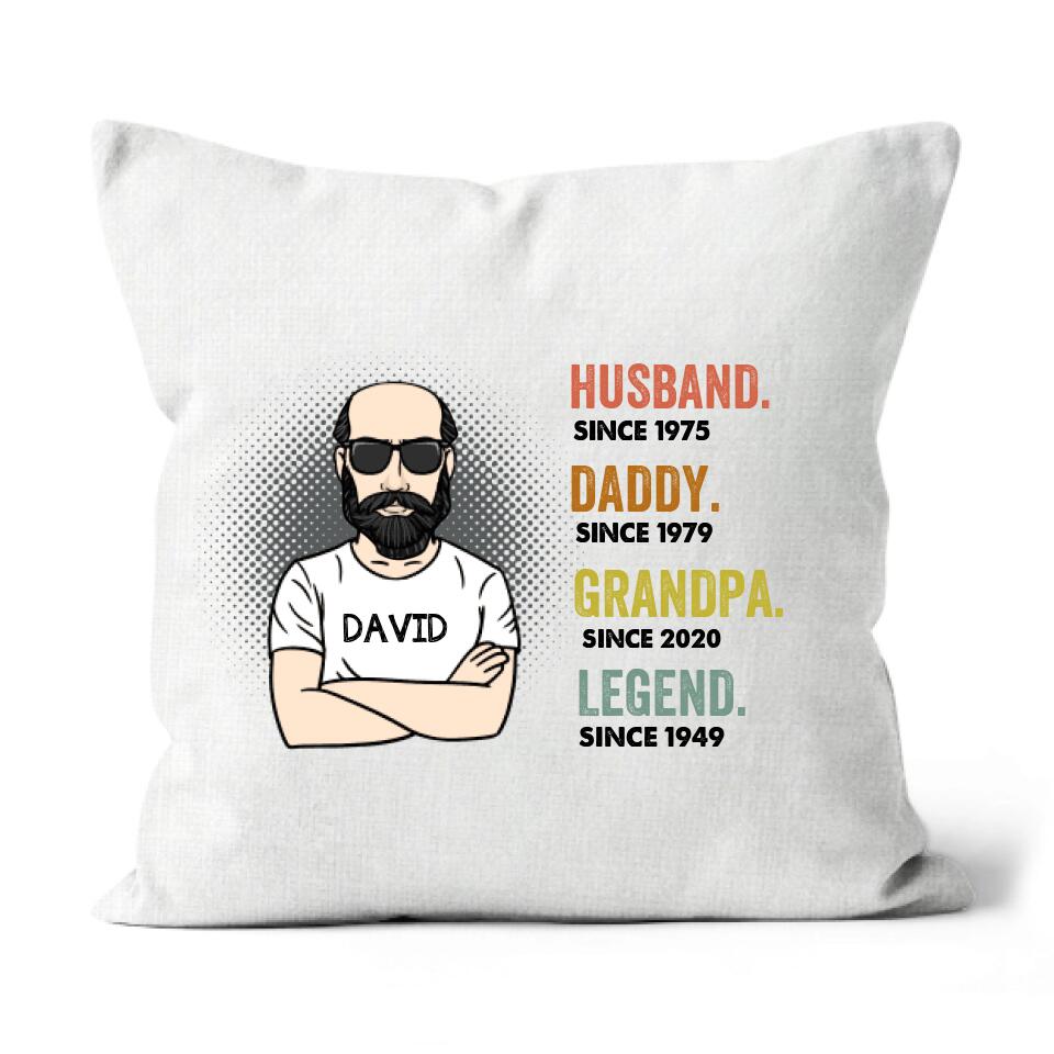 Personalized Dad Grandpa Linen Pillow, Father's Day Linen Pillow, Gift For Dad Grandpa Linen Pillow