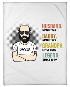 Personalized Dad Grandpa Blanket, Father's Day Blanket, Gift For Dad Grandpa Blanket
