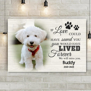 Personalized Dog Cat Memorial Gift Pet Loss Gift If Love Could Have Saved You White Wood Canvas Wall Art