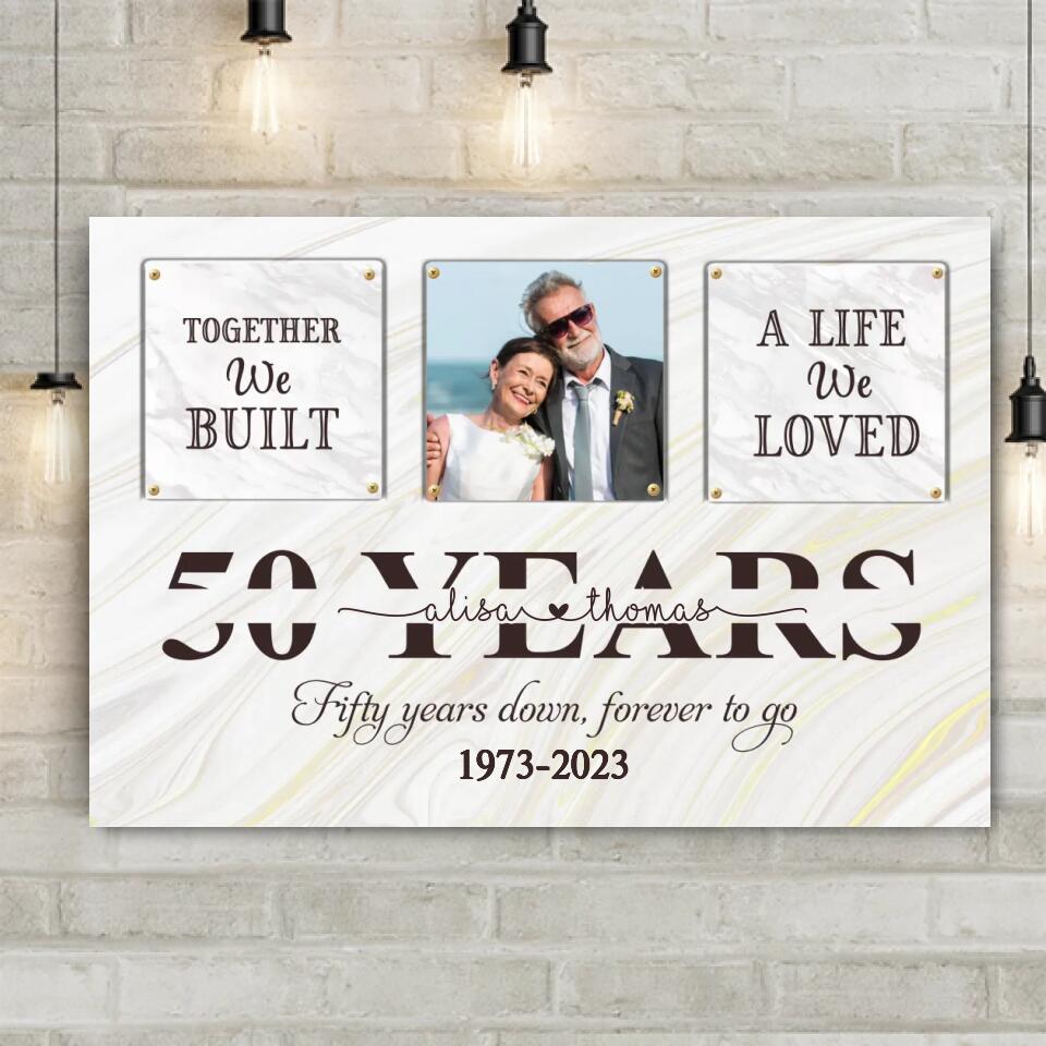 Personalized 50 Years Anniversary Gift For Parents, 50th Anniversary Gift Custom Photo Canvas Wall Art Decor