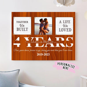 Personalized 4 Years Anniversary Gift For Him Gift for Her, 4th Anniversary Gift Custom Photo Canvas Wall Art Decor