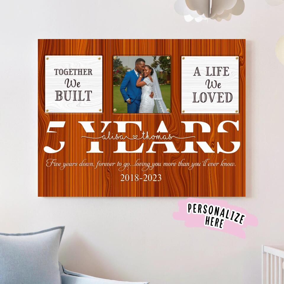 Personalized 5 Years Wedding Anniversary Gift For Him Gift for Her, 5th Wedding Anniversary Gift Custom Photo Canvas Wall Art Decor