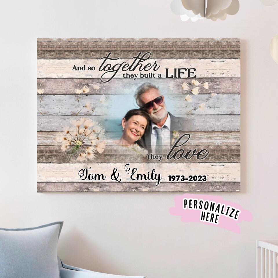 50 Anniversary Gift For Couple, Gift For Him, Gift For Her, Husband/Wife Anniversary Wedding Premium Personalized Wall Art canvas