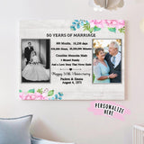 50th Anniversary Gifts for Parents, 50 Years Wedding Anniversary Canvas Wall Art Decor