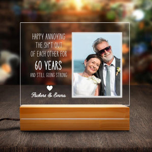 60th Wedding Anniversary Gifts For Parents Couples Grandparents Personalized Acrylic Plaque LED Lamp Night Light
