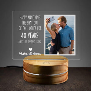 40th Wedding Anniversary Gifts For Parents Couples Grandparents Personalized Acrylic Plaque LED Lamp Night Light