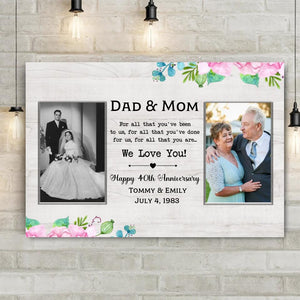 40th Anniversary Gift For Parents,40 Years Anniversary Wedding Gift Canvas Wall Art