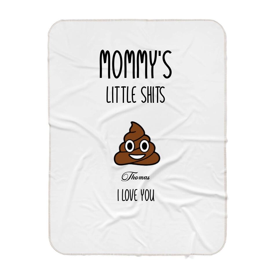 Funny Gift For Mom, Birthday Christmas Gift For Mom, Mother Gift, Personalized Mommy's Little Shits With Kids Name Fleece/Sherpa Blanket